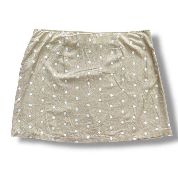 NWT Old Navy Beige Polka Dot Linen Blend A-Line Mini Skirt Women's Plus Size XXL - Picture 4 of 16
